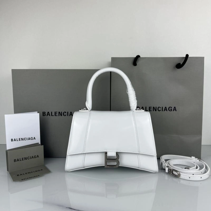 Premium Balenciaga Hourglass Cowhide Bag with Silver Buckle - 23x10x24cm 78742
