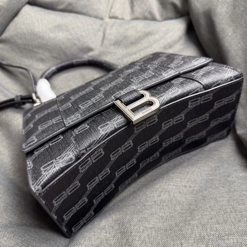 Bold Balenciaga Hourglass Crescent Moon Black Silver Buckle Bag 69995