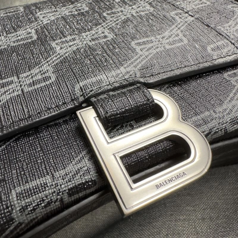Bold Balenciaga Hourglass Crescent Moon Black Silver Buckle Bag 69995
