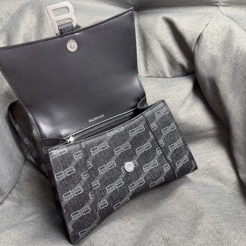 Bold Balenciaga Hourglass Crescent Moon Black Silver Buckle Bag 69995