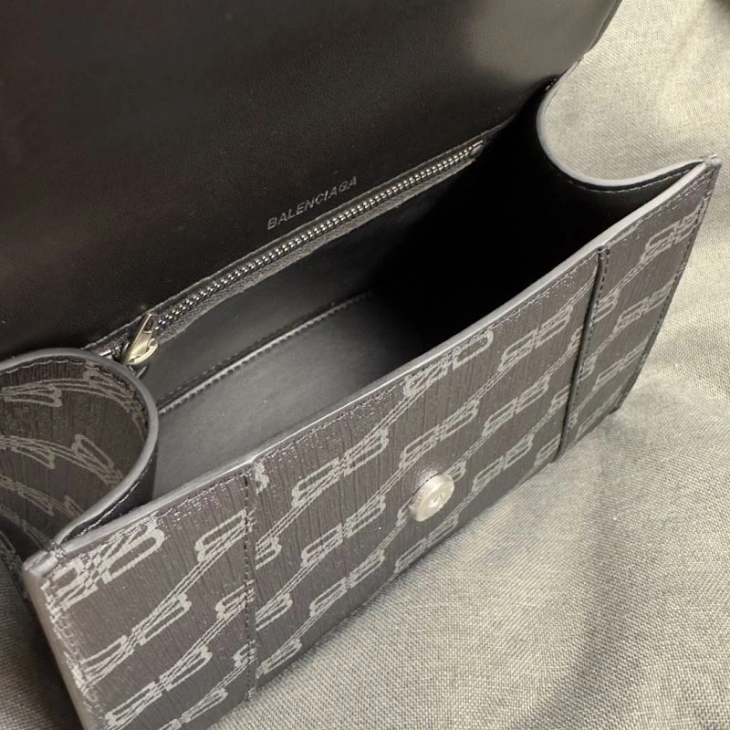 Bold Balenciaga Hourglass Crescent Moon Black Silver Buckle Bag 69995
