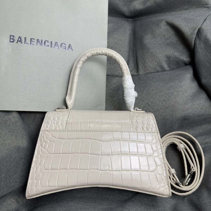 Balenciaga Hourglass Croc-Pattern Bag with Silver Buckle WeatherProof 70027