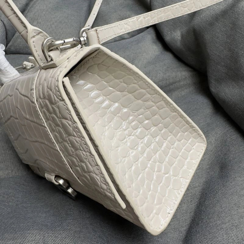 Balenciaga Hourglass Croc-Pattern Bag with Silver Buckle WeatherProof 70027
