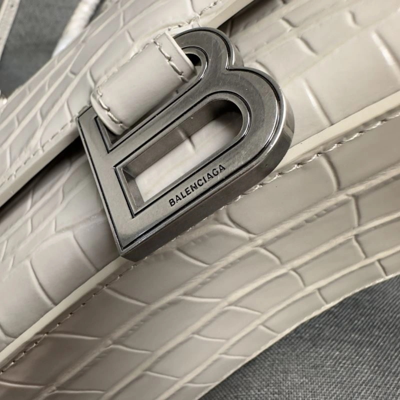 Balenciaga Hourglass Croc-Pattern Bag with Silver Buckle WeatherProof 70027
