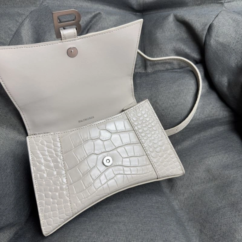 Balenciaga Hourglass Croc-Pattern Bag with Silver Buckle WeatherProof 70027