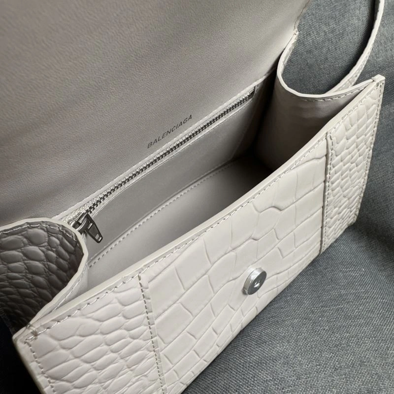 Balenciaga Hourglass Croc-Pattern Bag with Silver Buckle WeatherProof 70027