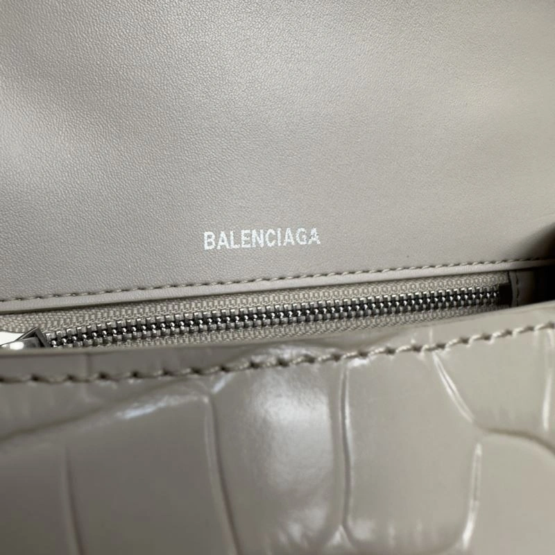 Balenciaga Hourglass Croc-Pattern Bag with Silver Buckle WeatherProof 70027