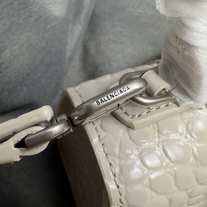 Balenciaga Hourglass Croc-Pattern Bag with Silver Buckle WeatherProof 70027