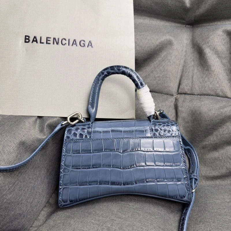 Breathable Balenciaga Hourglass Croc XS Bag - Gray-Blue Silver Buckle 69992