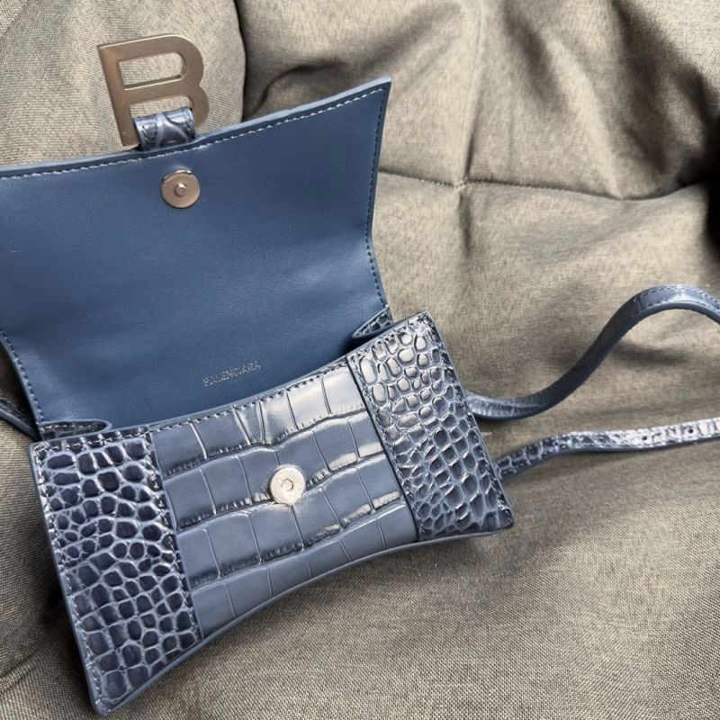 Breathable Balenciaga Hourglass Croc XS Bag - Gray-Blue Silver Buckle 69992