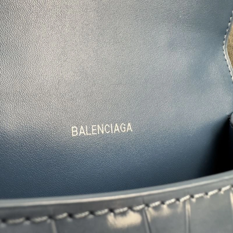 Breathable Balenciaga Hourglass Croc XS Bag - Gray-Blue Silver Buckle 69992