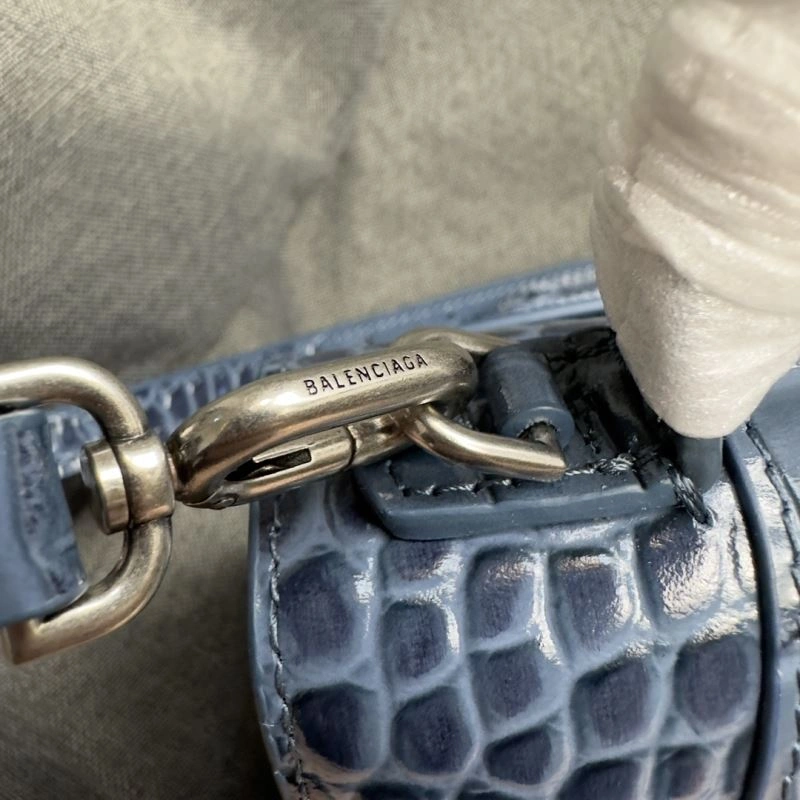 Breathable Balenciaga Hourglass Croc XS Bag - Gray-Blue Silver Buckle 69992
