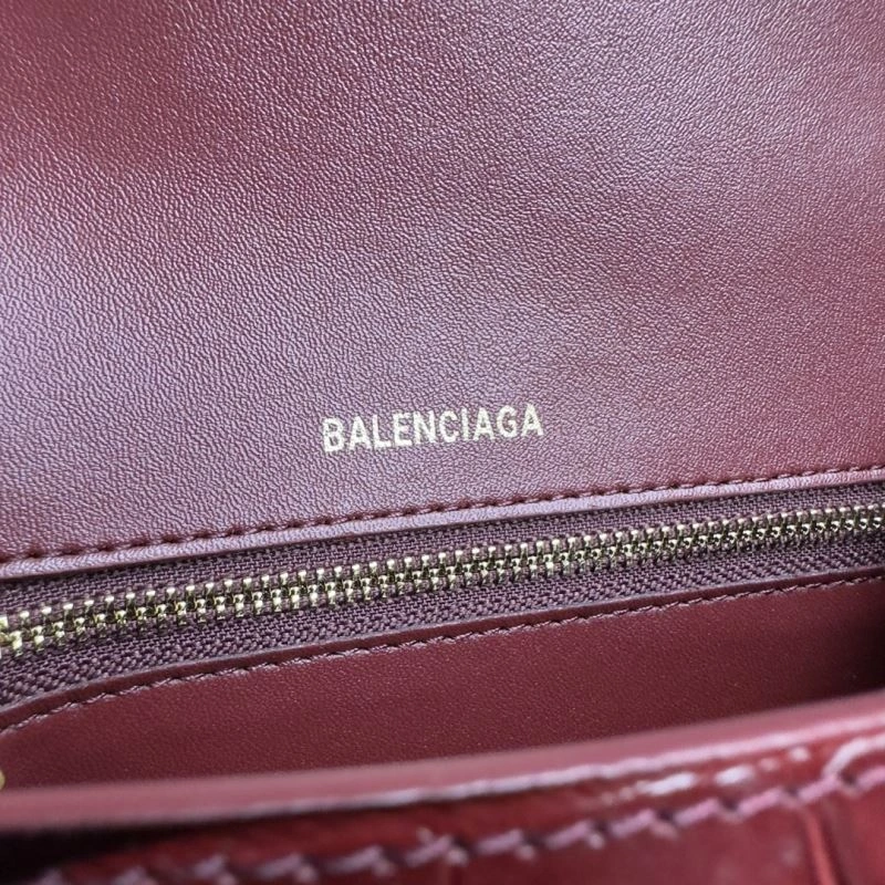 Balenciaga Hourglass Crocodile Bag in Burgundy with Gold Buckle StreetReady 70028