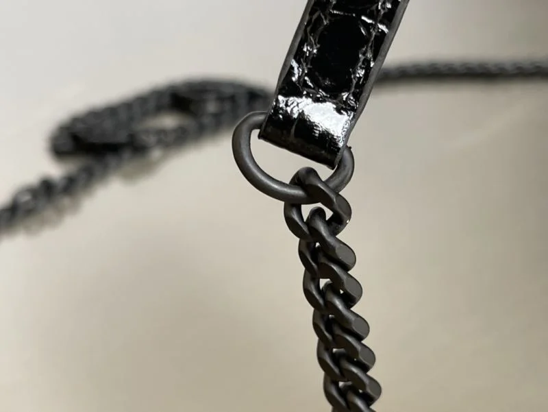 TimelessDesign Balenciaga Hourglass Crocodile Black Buckle Chain Bag 38285
