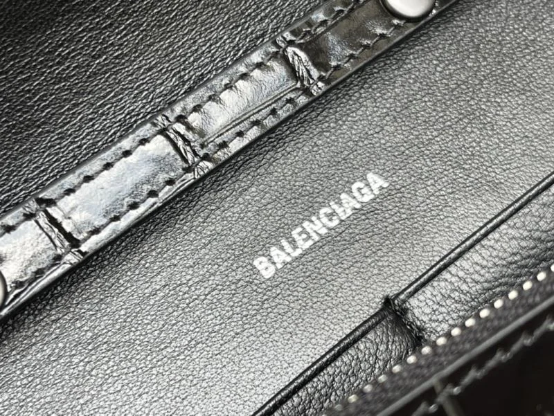 TimelessDesign Balenciaga Hourglass Crocodile Black Buckle Chain Bag 38285