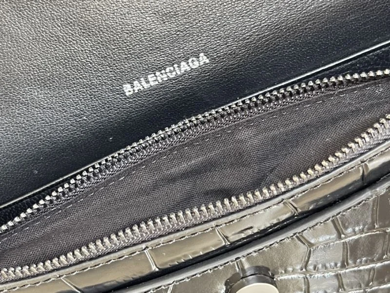 TimelessDesign Balenciaga Hourglass Crocodile Black Buckle Chain Bag 38285