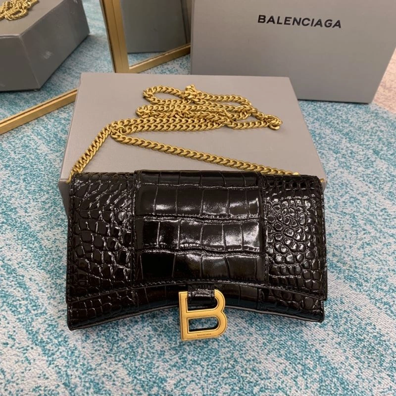 Balenciaga Hourglass Crocodile Chain Bag in Black Gold GoAnywhere 72651