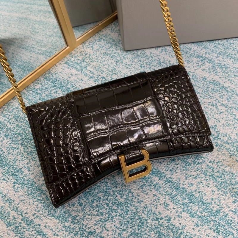 Balenciaga Hourglass Crocodile Chain Bag in Black Gold GoAnywhere 72651