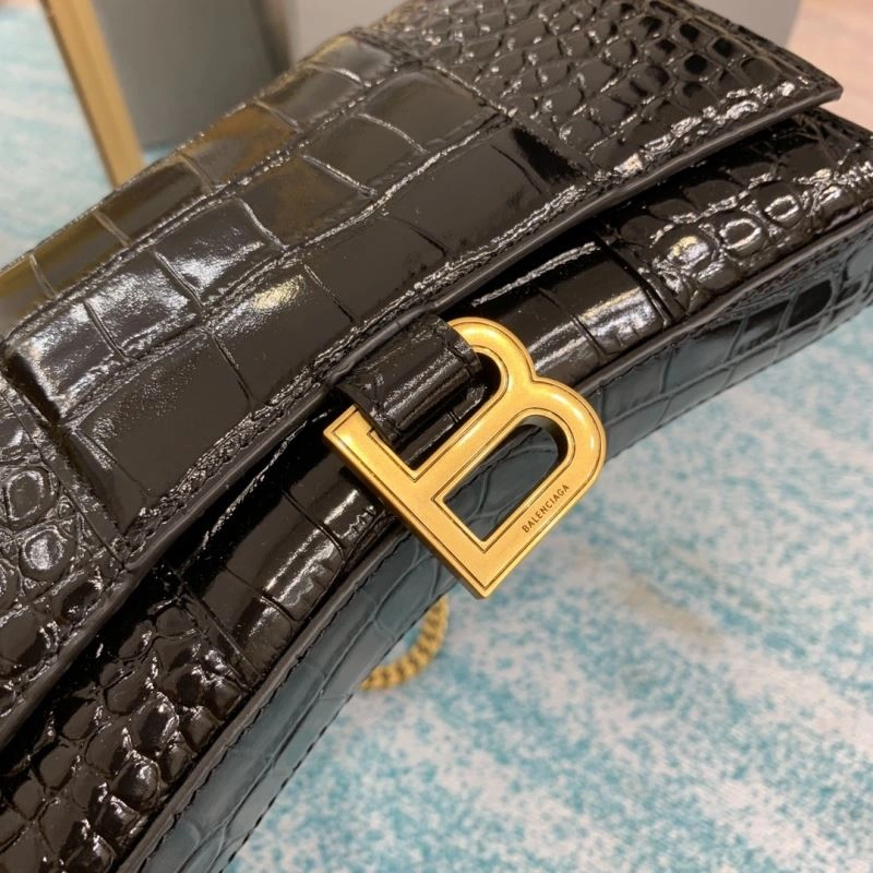 Balenciaga Hourglass Crocodile Chain Bag in Black Gold GoAnywhere 72651