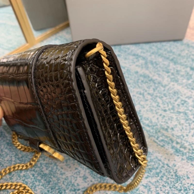 Balenciaga Hourglass Crocodile Chain Bag in Black Gold GoAnywhere 72651