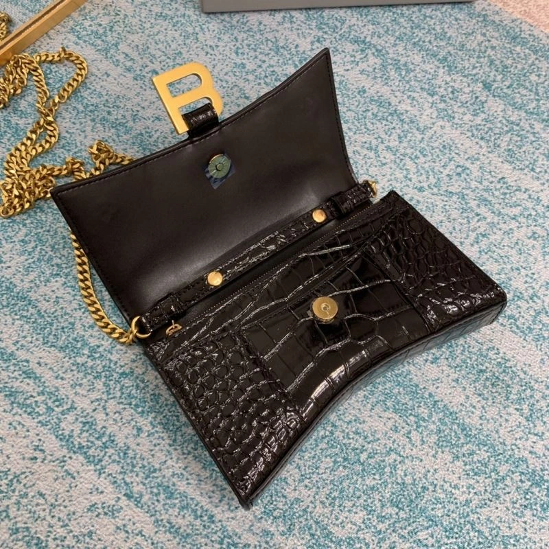 Balenciaga Hourglass Crocodile Chain Bag in Black Gold GoAnywhere 72651