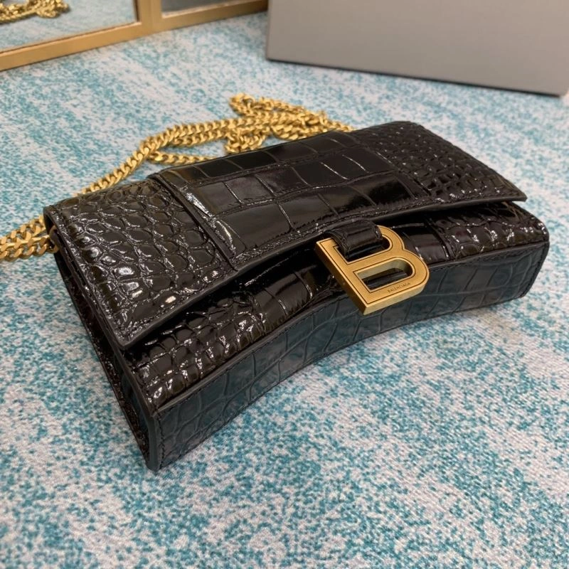 Balenciaga Hourglass Crocodile Chain Bag in Black Gold GoAnywhere 72651