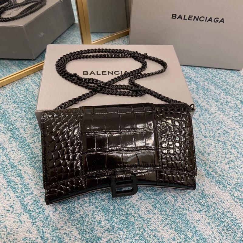 Classic Balenciaga Hourglass Crocodile Chain Bag with B-Pull Tab 72610