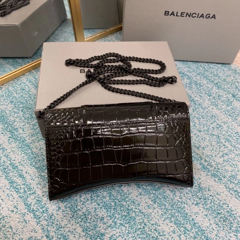 Classic Balenciaga Hourglass Crocodile Chain Bag with B-Pull Tab 72610