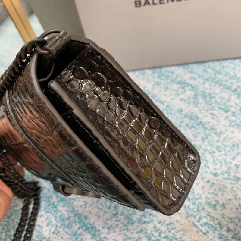 Classic Balenciaga Hourglass Crocodile Chain Bag with B-Pull Tab 72610