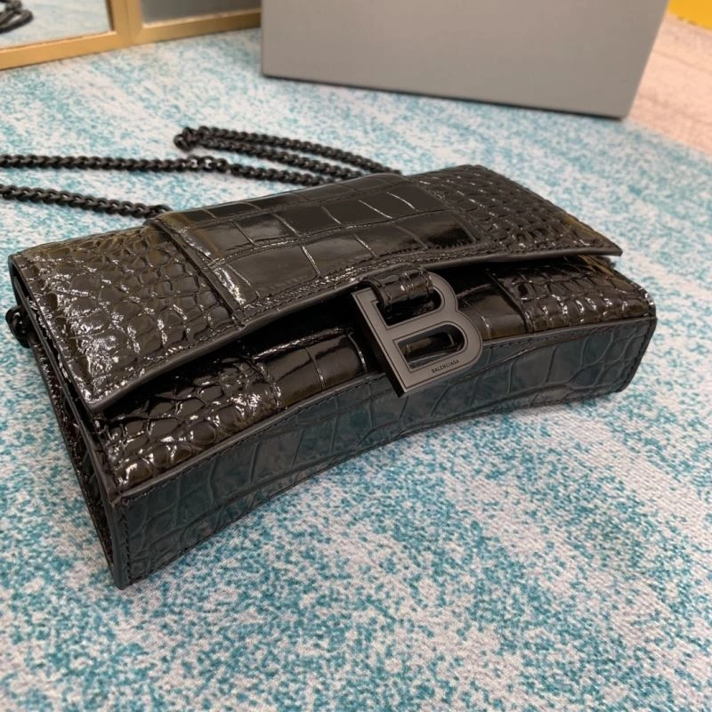 Classic Balenciaga Hourglass Crocodile Chain Bag with B-Pull Tab 72610
