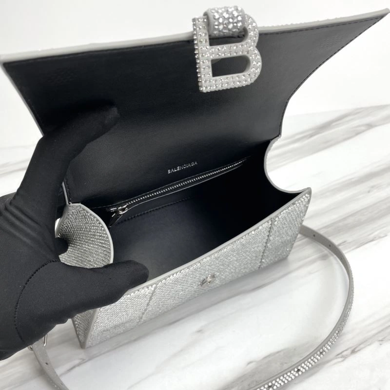 Modern Balenciaga Hourglass Crocodile Embossed Bag - Style 78749
