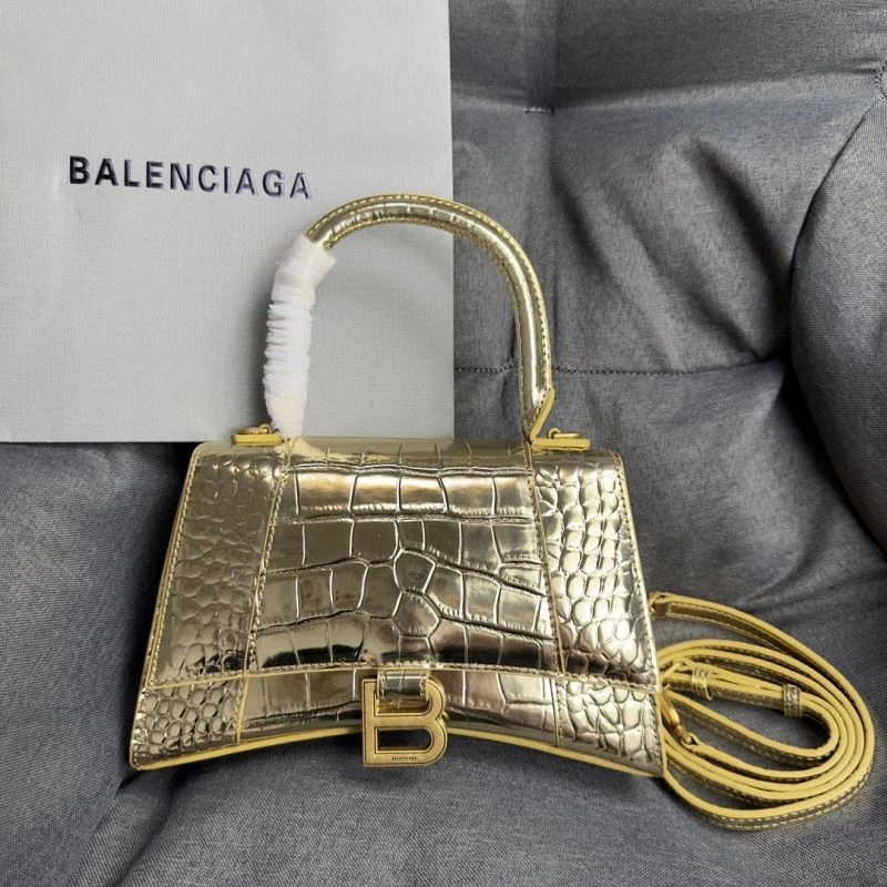 Balenciaga Hourglass Crocodile Moon Bag with Gold Buckle Refined 70049