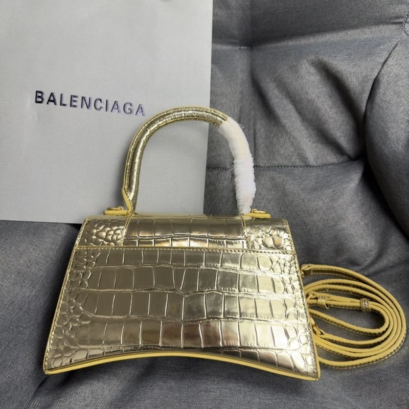 Balenciaga Hourglass Crocodile Moon Bag with Gold Buckle Refined 70049