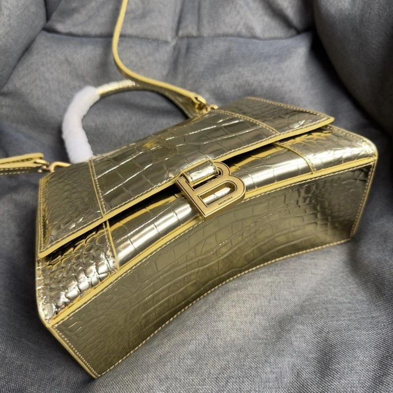 Balenciaga Hourglass Crocodile Moon Bag with Gold Buckle Refined 70049