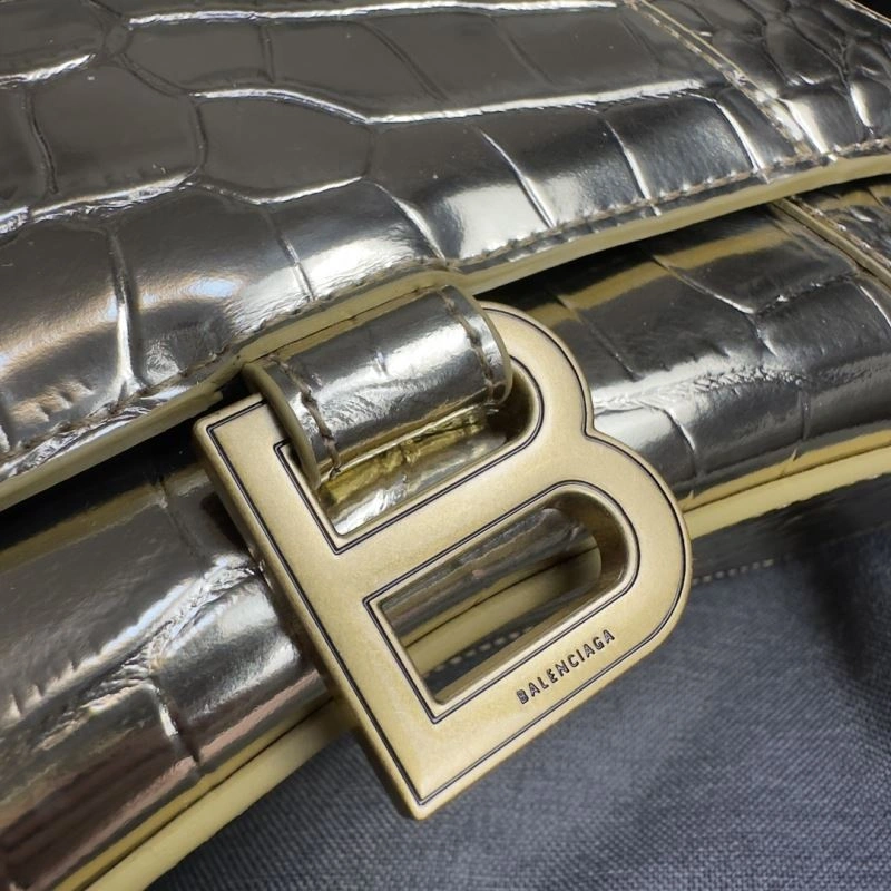 Balenciaga Hourglass Crocodile Moon Bag with Gold Buckle Refined 70049