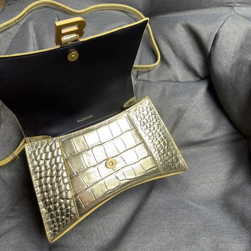 Balenciaga Hourglass Crocodile Moon Bag with Gold Buckle Refined 70049