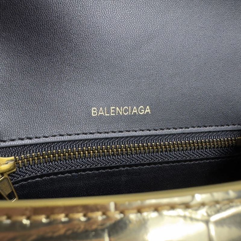 Balenciaga Hourglass Crocodile Moon Bag with Gold Buckle Refined 70049