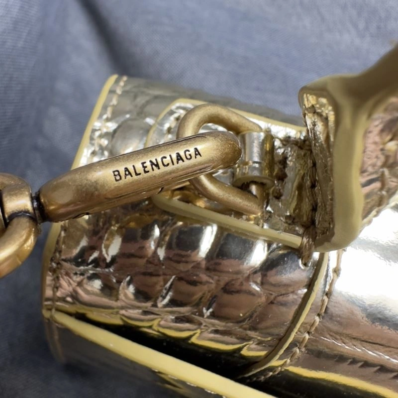 Balenciaga Hourglass Crocodile Moon Bag with Gold Buckle Refined 70049