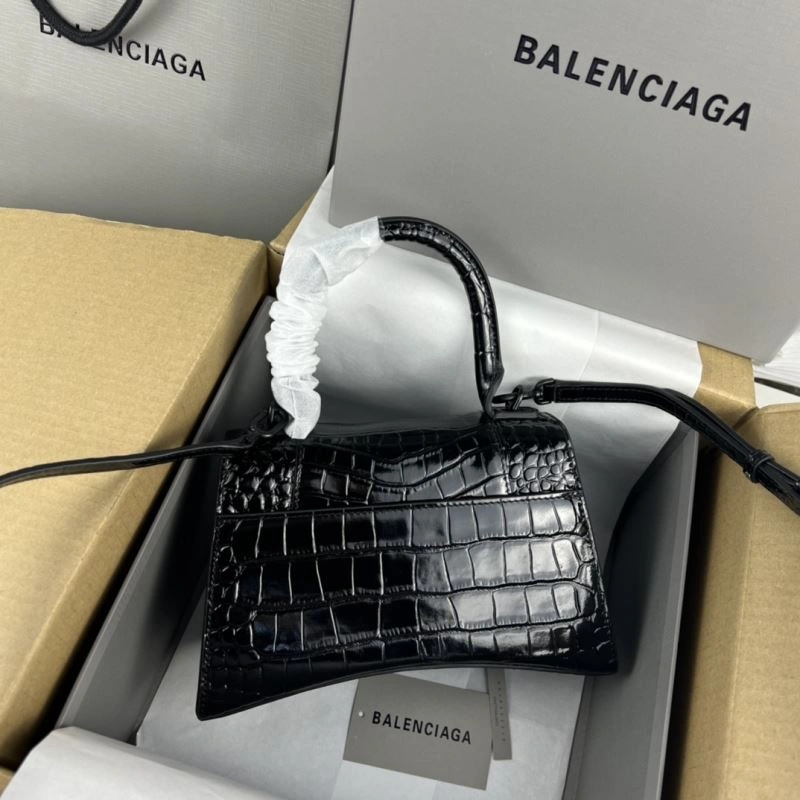 Balenciaga Hourglass Crocodile Pattern Bag - Black Buckle Breathable 78711