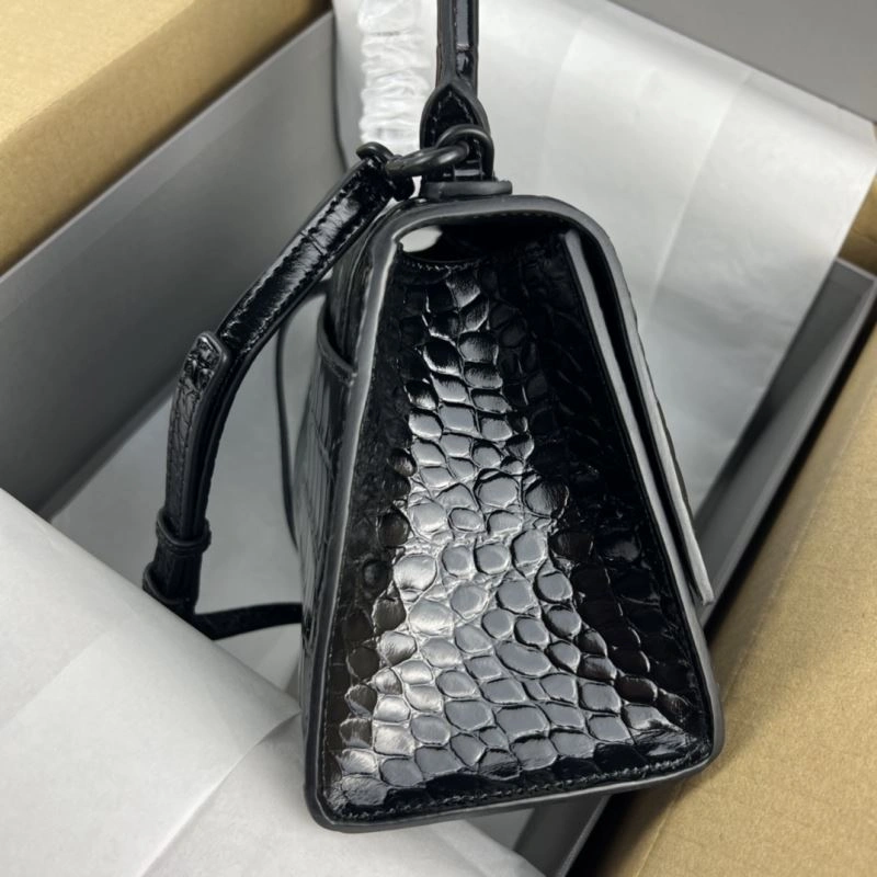 Balenciaga Hourglass Crocodile Pattern Bag - Black Buckle Breathable 78711