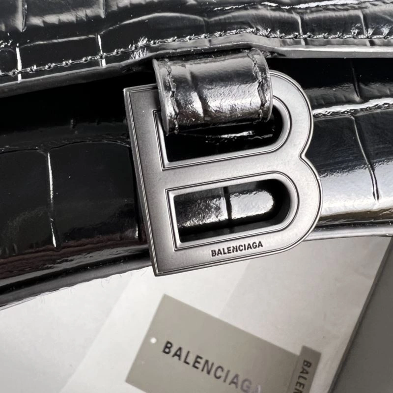 Balenciaga Hourglass Crocodile Pattern Bag - Black Buckle Breathable 78711