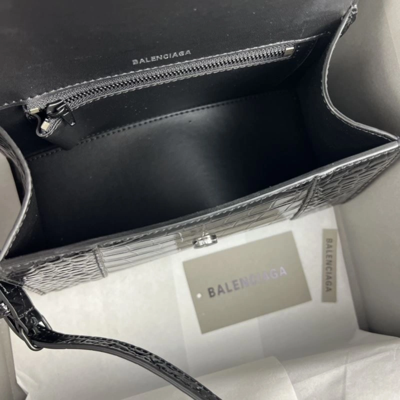 Balenciaga Hourglass Crocodile Pattern Bag - Black Buckle Breathable 78711