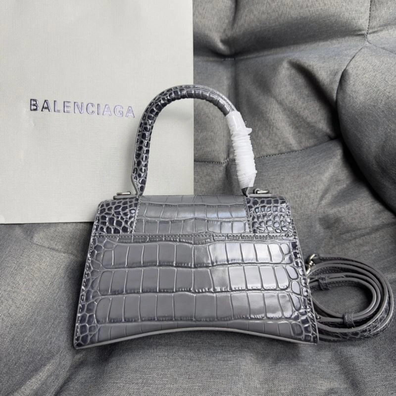 Elegant Balenciaga Hourglass Crocodile Pattern Bag - Carbon Gray S Size 70013