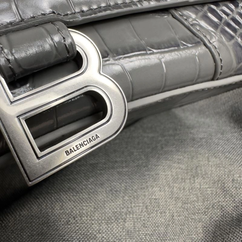 Elegant Balenciaga Hourglass Crocodile Pattern Bag - Carbon Gray S Size 70013