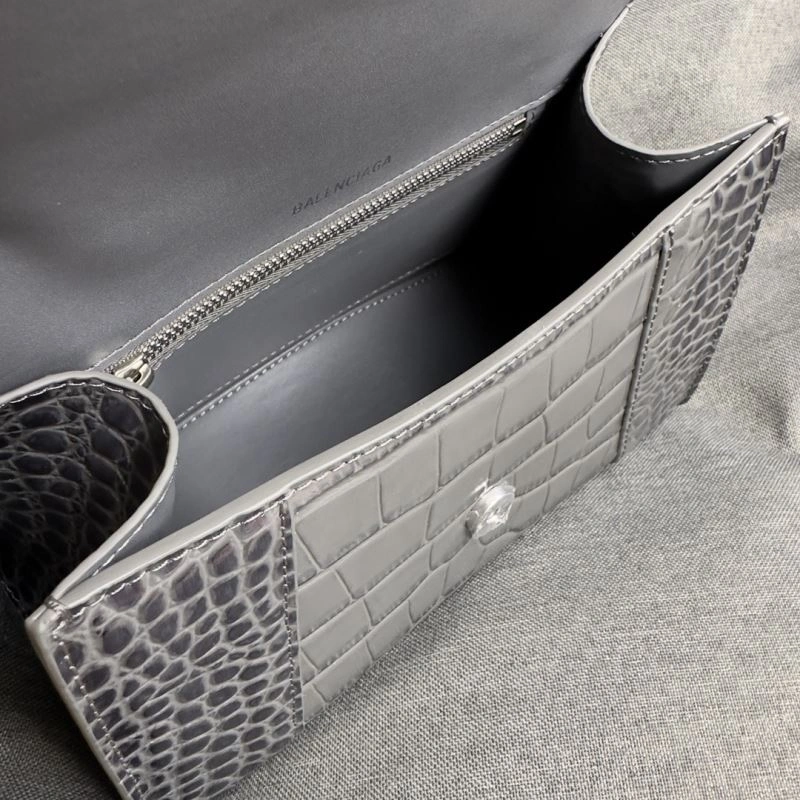 Elegant Balenciaga Hourglass Crocodile Pattern Bag - Carbon Gray S Size 70013