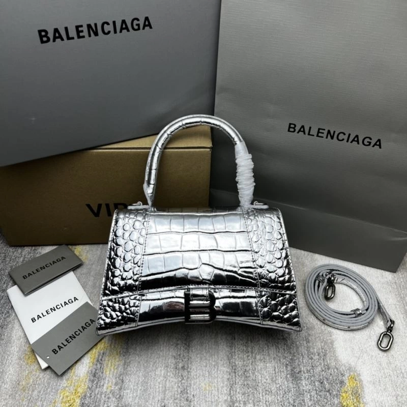 Balenciaga Hourglass Crocodile Pattern Bag - Silver Edition StreetReady 78708