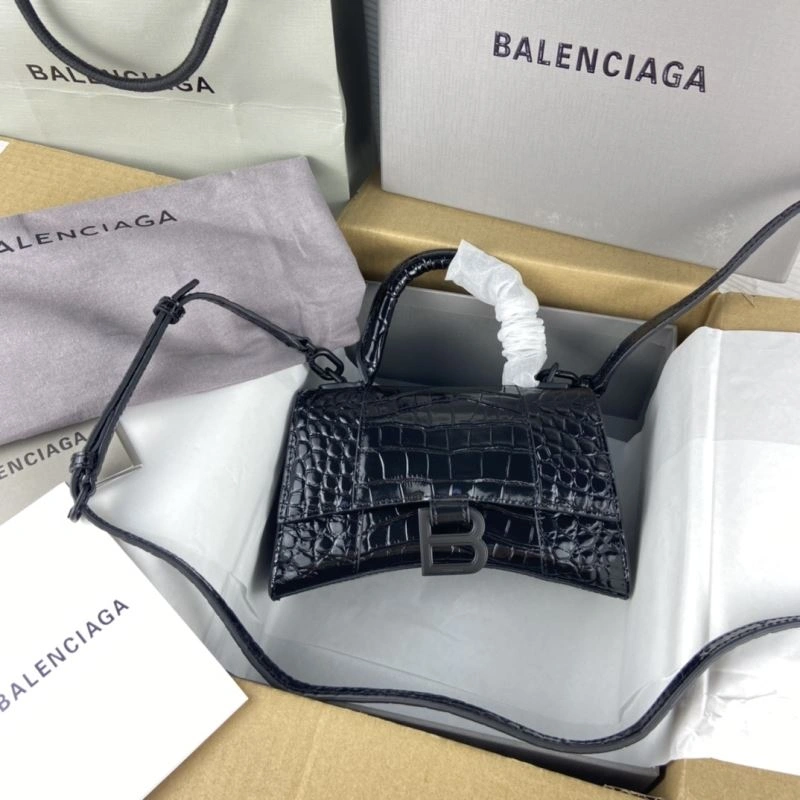 Balenciaga Hourglass Crocodile Pattern Bag with Black Buckle SunProtective 78719