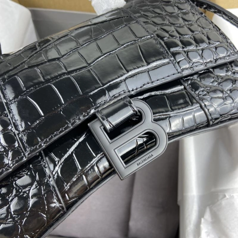 Balenciaga Hourglass Crocodile Pattern Bag with Black Buckle SunProtective 78719