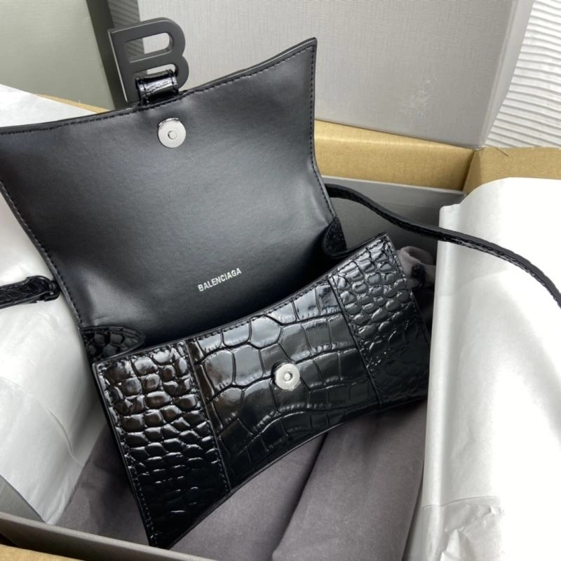 Balenciaga Hourglass Crocodile Pattern Bag with Black Buckle SunProtective 78719