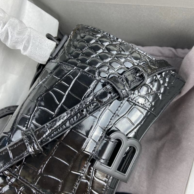 Balenciaga Hourglass Crocodile Pattern Bag with Black Buckle SunProtective 78719